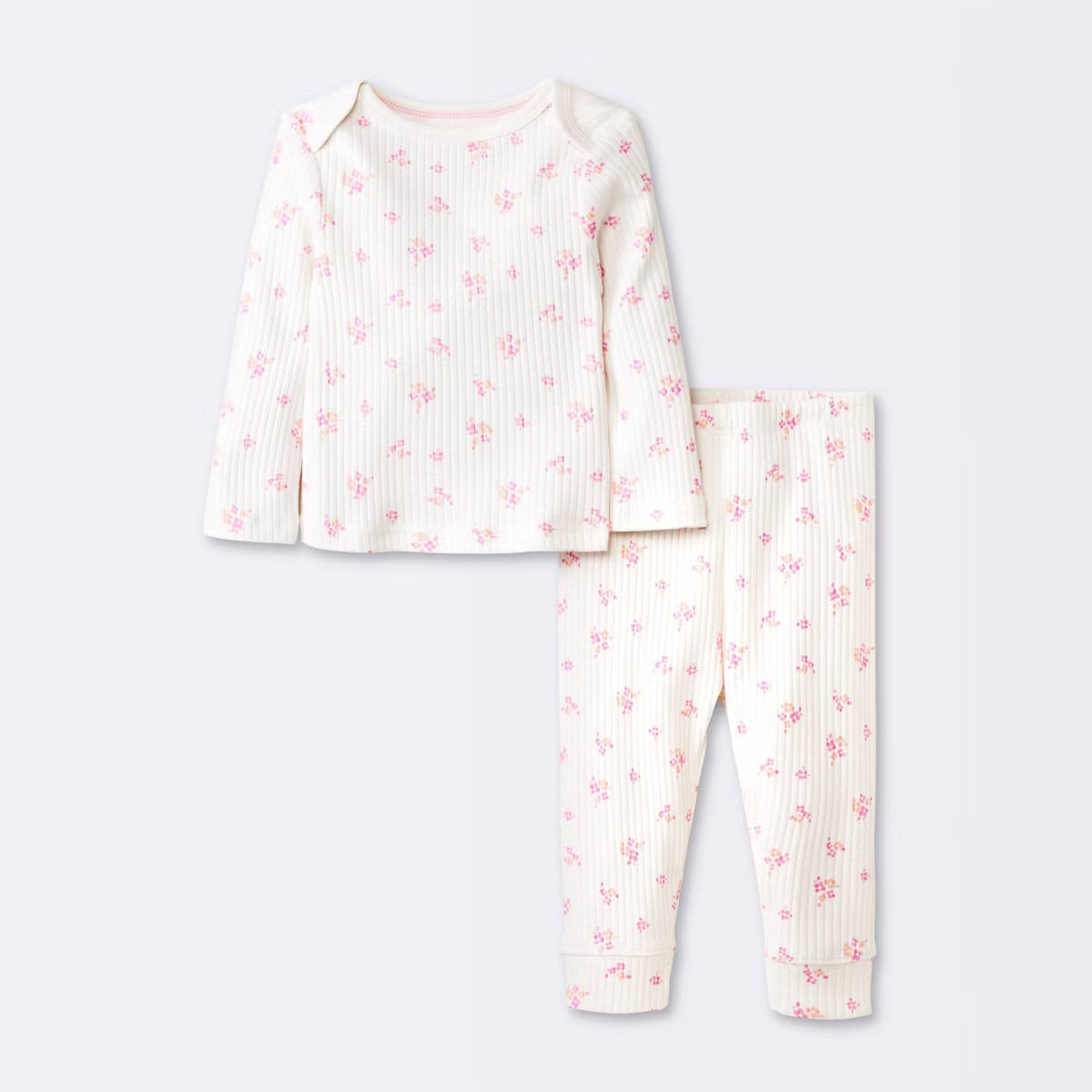 Baby Girls' Basic Wide Ribbed Top & Bottom Set - Cloud Island™ Cream | Target