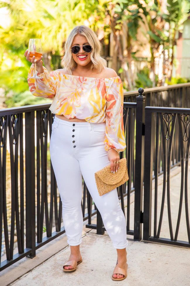 Following The Path Yellow Tropical Crop Blouse | The Pink Lily Boutique