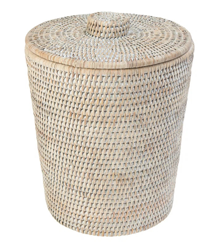 Telford Honey Brown Wicker/Rattan Manual Lift Trash Can | Wayfair North America