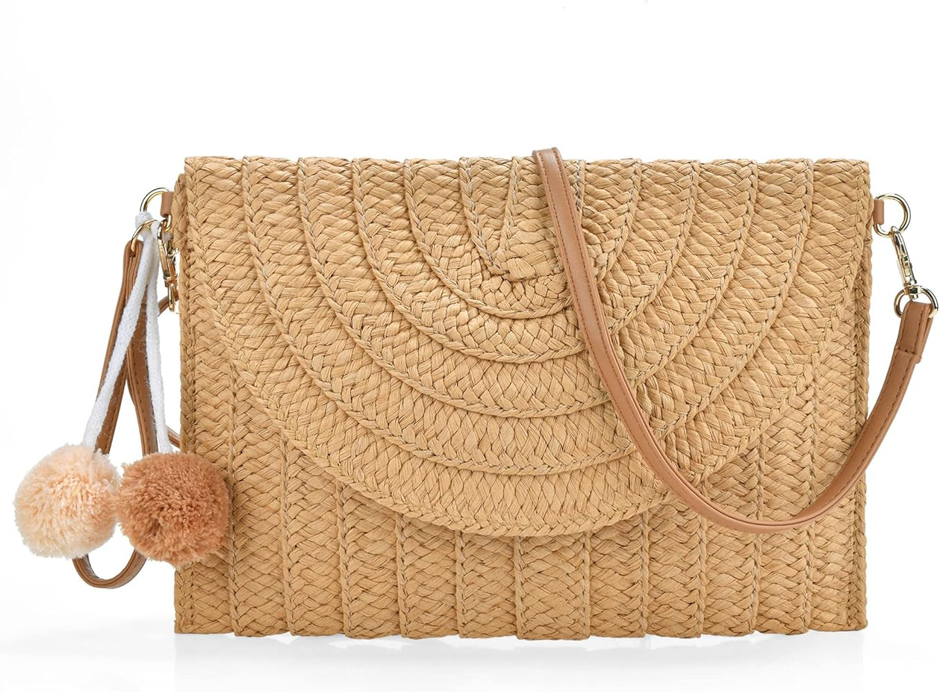 Raffia Woven Wicker Clutch Bag Straw Purse For Girls Summer Beach Crossbody Handbags | Amazon (US)