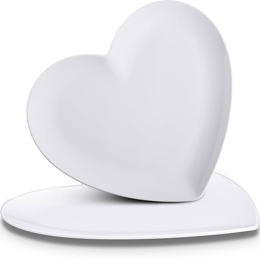 FillTouch 2 Pcs 9.5 Inch Heart Shaped Melamine Valentines Plates Dinner Plates Heart Dinnerware D... | Amazon (US)