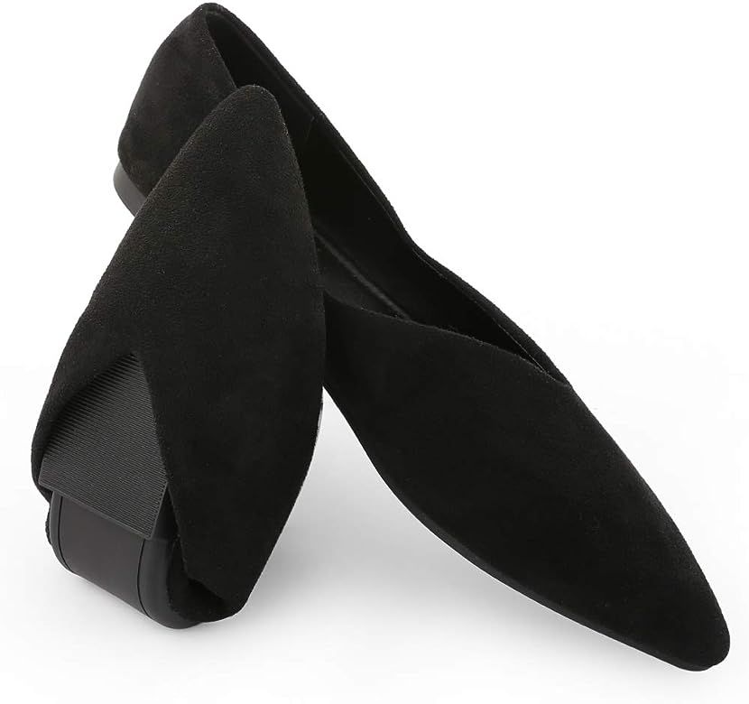 Slocyclub Women's Flexy Ballet Flats Comfort Soft Slip On Pointed Toe Flats Shoes Black Flat Shoe... | Amazon (US)