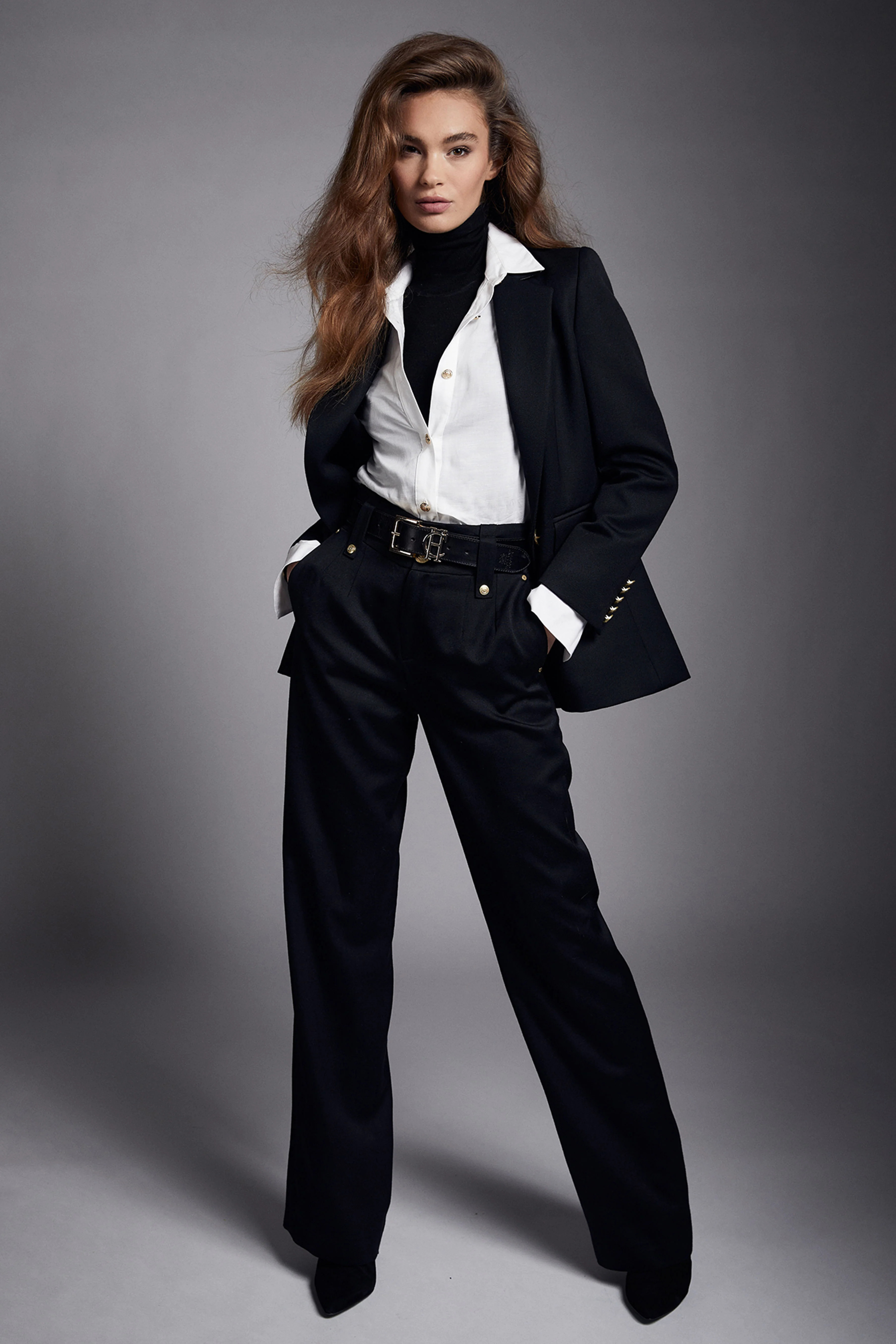 High Waisted Straight Trouser (Black Barathea) | Holland Cooper