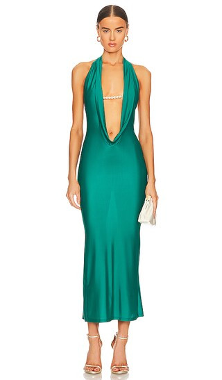 x REVOLVE Khiya Pearl Trim Maxi Dress in Teal | Revolve Clothing (Global)