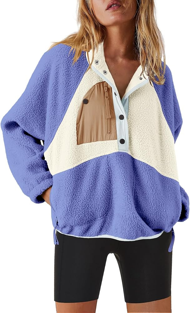 Nirovien Womens Fleece Pullover Long Sleeve Sherpa Jacket Button Down Fuzzy Sweatshirt Warm Outwe... | Amazon (US)