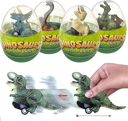 4 Pack Jumbo Eggs with Dinosaur Pull Back Cars Easter Party Favors for Kids Toddlers Easter Baske... | Amazon (US)