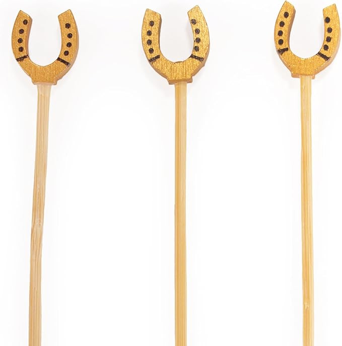 BambooMN 3.9" Decorative Bamboo Horseshoe Cocktails Hors D'oeuvres Fruit Sandwich Skewers Picks f... | Amazon (US)