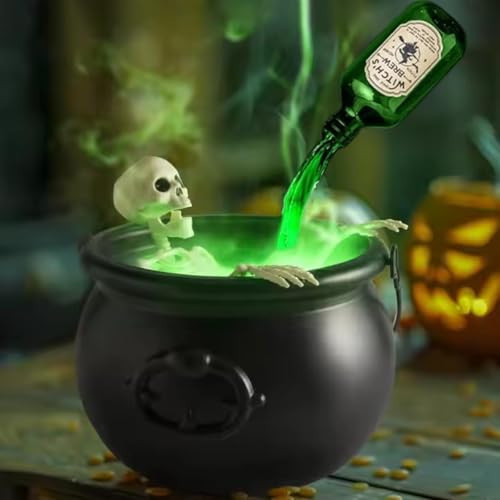 2025 New Skeleton Potion Witches Cauldrons, Magic Floating Potion Bottles and Diffuser Halloween Decorations, Led Mist Maker & Black Magic Cauldron for Enchanting Party Table Decor (Cauldron + Skull) | Amazon (US)