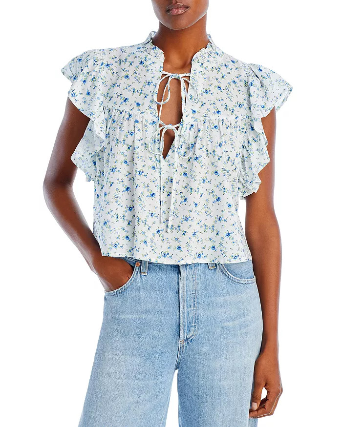 Ditsy Floral Print Tie Front Crop Top - 100% Exclusive | Bloomingdale's (US)