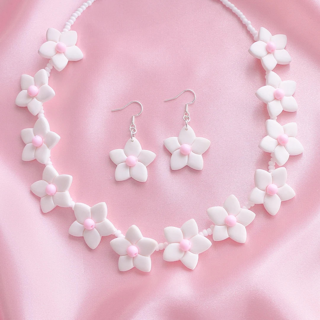 Perfect Day White Flower Necklace & Earrings Doll Daisy - Etsy | Etsy (US)