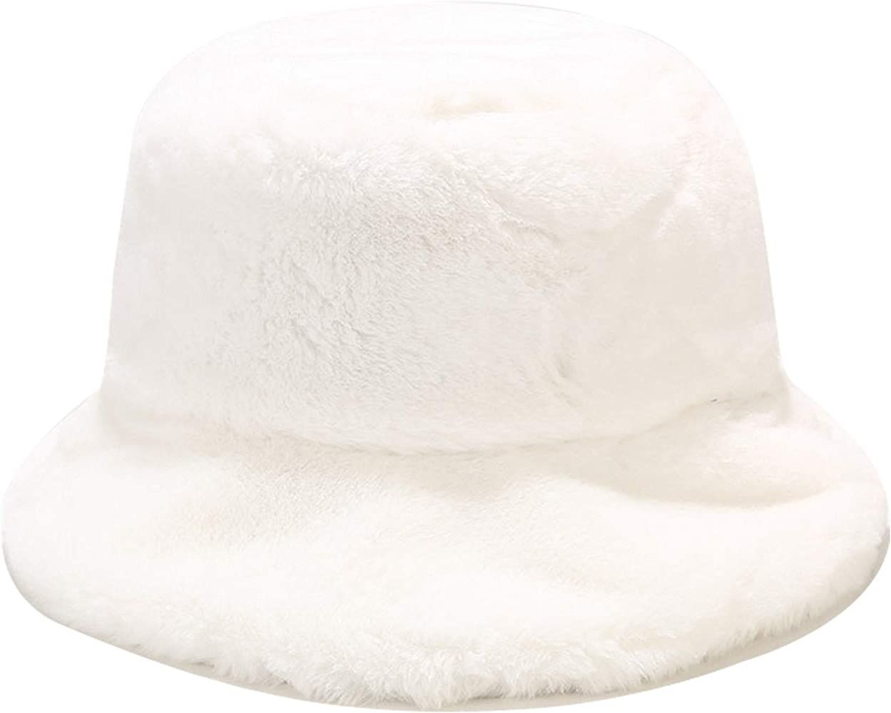 Umeepar Winter Faux Fur Bucket Hat Fluffy Warm Hat for Women Men | Amazon (US)