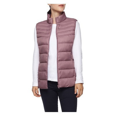 Rokka&Rolla Women's Quilted Puffer Vest-Mauve, size Small | Target