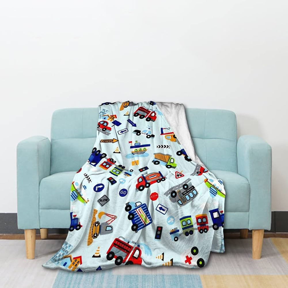 Amazon.com: Bold And Brash Cartoon Truck Blanket Flannel Construction Blanket Soft Cozy Travel Th... | Amazon (US)