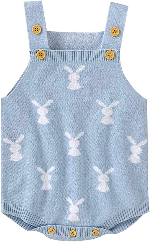 MoZiKQin Baby Girl Boy Easter Bunny Romper Sleeveless Knitted Bodysuit Jumpsuit My 1st Easter Out... | Amazon (US)