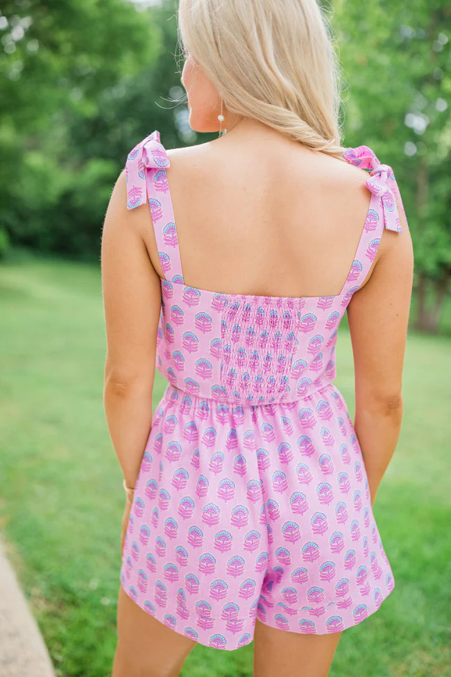 She's A Charmer In Azalea Gardens Tie Strap Crop Tank Set | Pink Lily