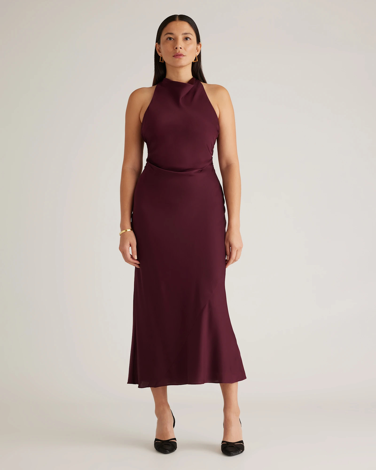 Washable Stretch Silk High Neck Midi Dress | Quince