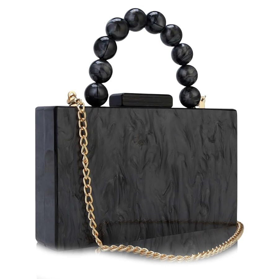 Acrylic Purses Evening Clutch Bag Marbling Handbags for Women Cross Body Bag with Pearl Chain For... | Amazon (US)