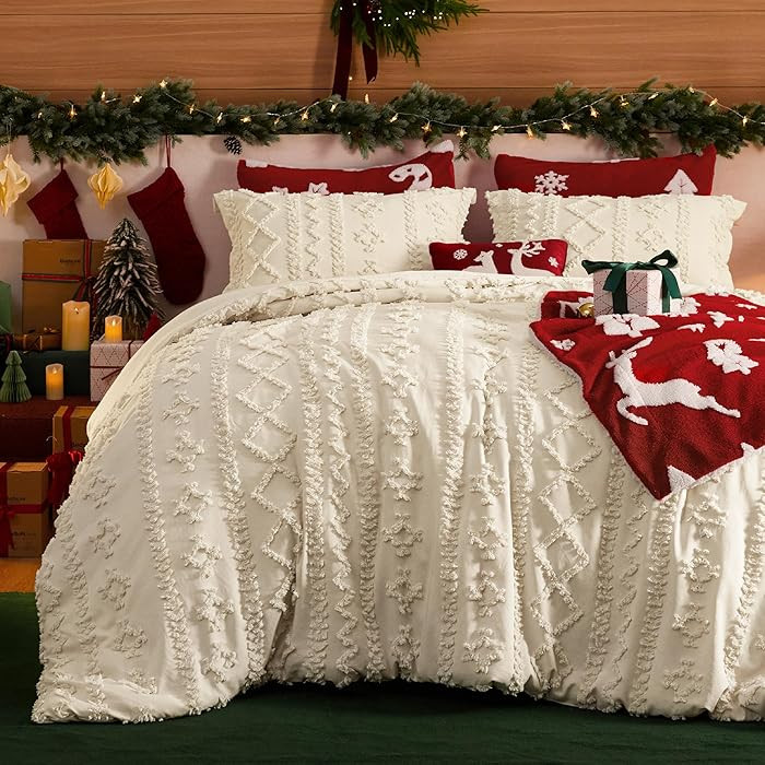 Bedsure Tufted Boho Comforter Set King Size - Beige Boho Bed Set, GentleSoft™ 3 Pieces Farmhous... | Amazon (US)