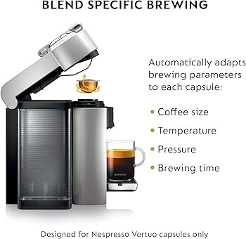Nespresso Vertuo Coffee and Espresso Machine by De'Longhi, 1597 milliliters, Silver | Amazon (US)