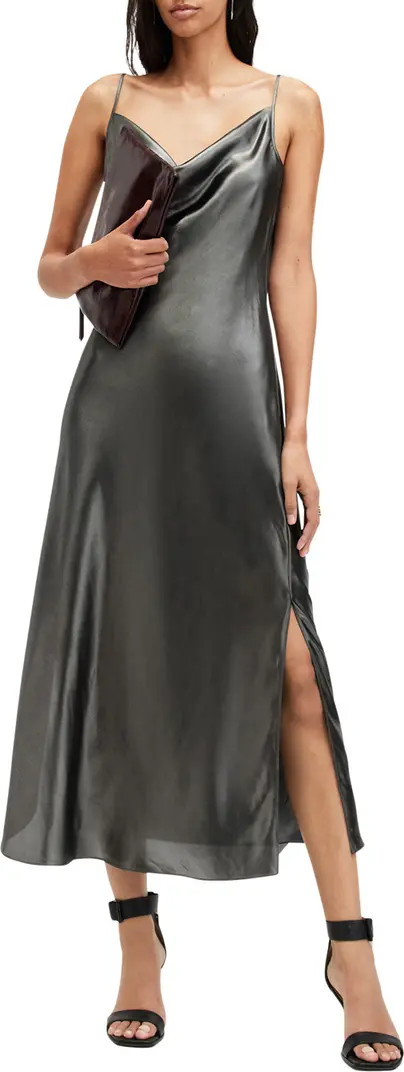 AllSaints Hadley Metallic Satin Slipdress | Nordstrom | Nordstrom