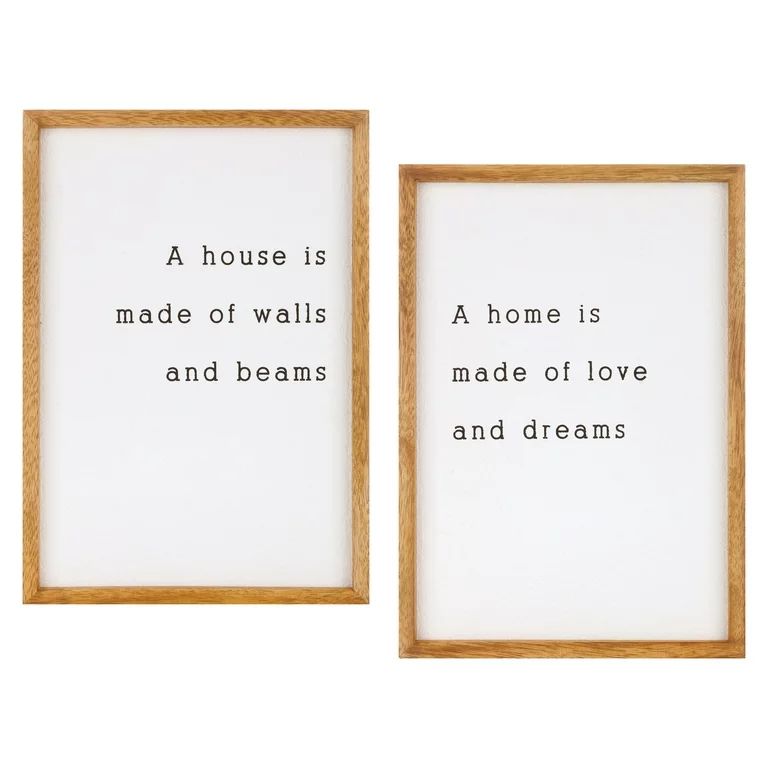 Gallery Solutions Modern Farmhouse Home Textual Framed Word Wall Art Set of Two | Walmart (US)