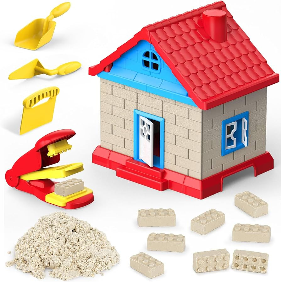 Sand Play Set, 1.7lbs Moldable Self-Sticking Play Sand for Kids, Sensory Building Toy Set for Kid... | Amazon (US)