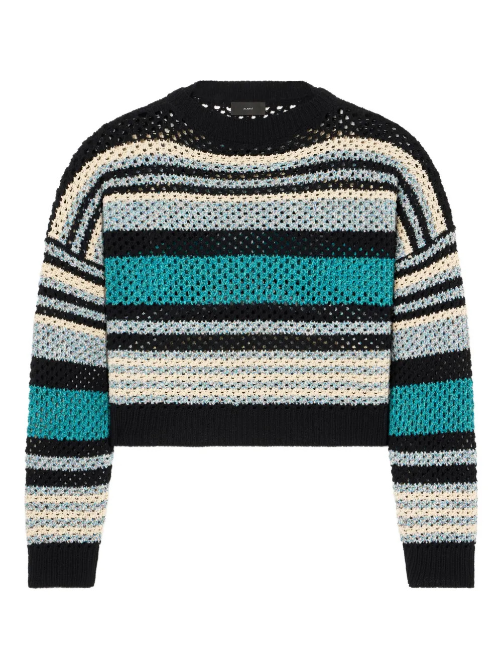 Alanui Ocean Stripes open-knit Sweater | Black | FARFETCH IE | Farfetch Global