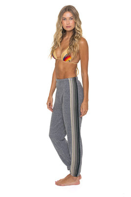 5 STRIPE SWEATPANTS - HEATHER GREY // GREY | Aviator Nation