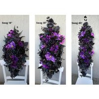 Purple Black Arch Swag, Gothic Wedding Flowers, Halloween Decor | Etsy (US)