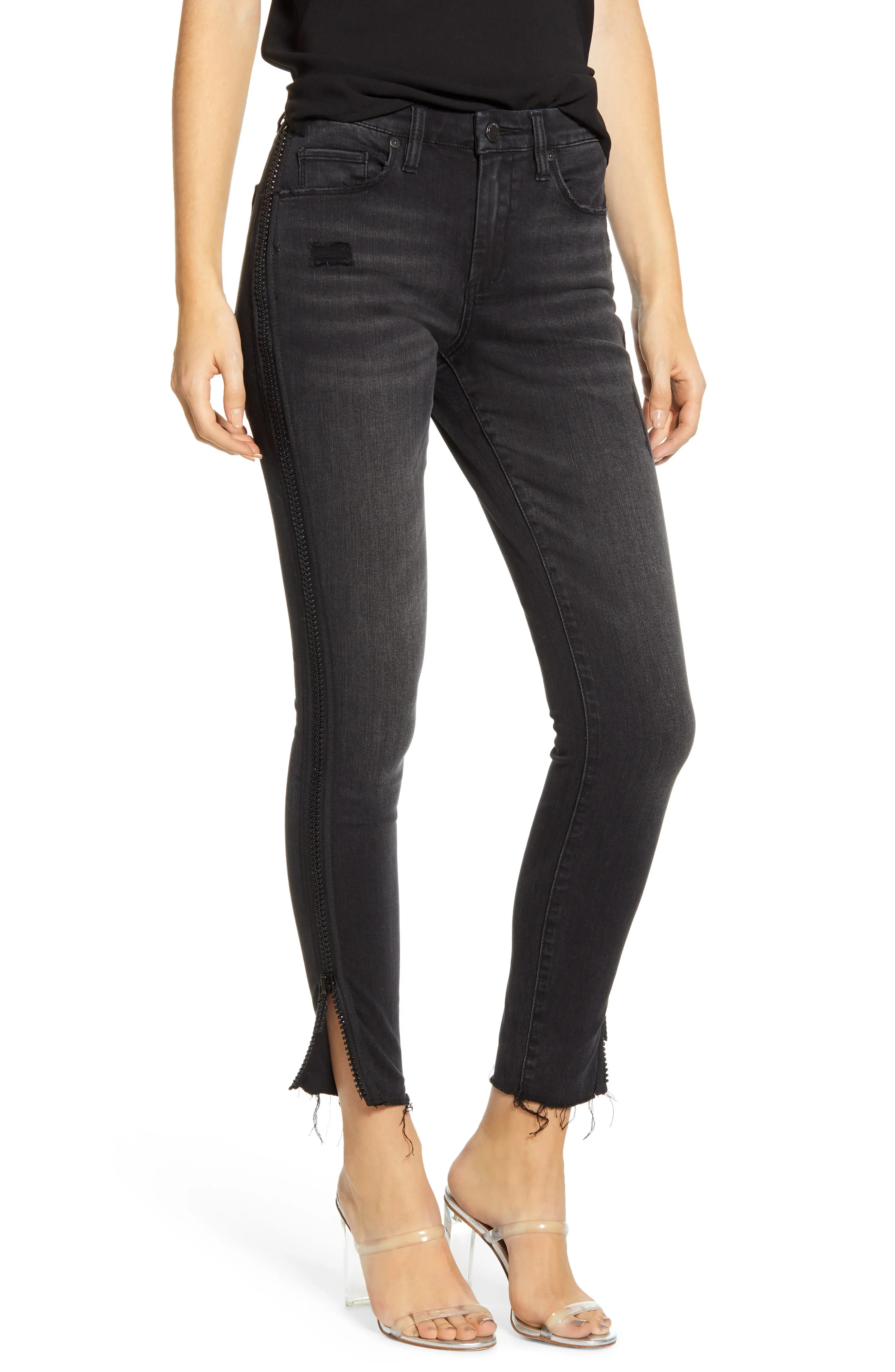 The Bond Side Zip Raw Hem Nonstretch Skinny Jeans | Nordstrom