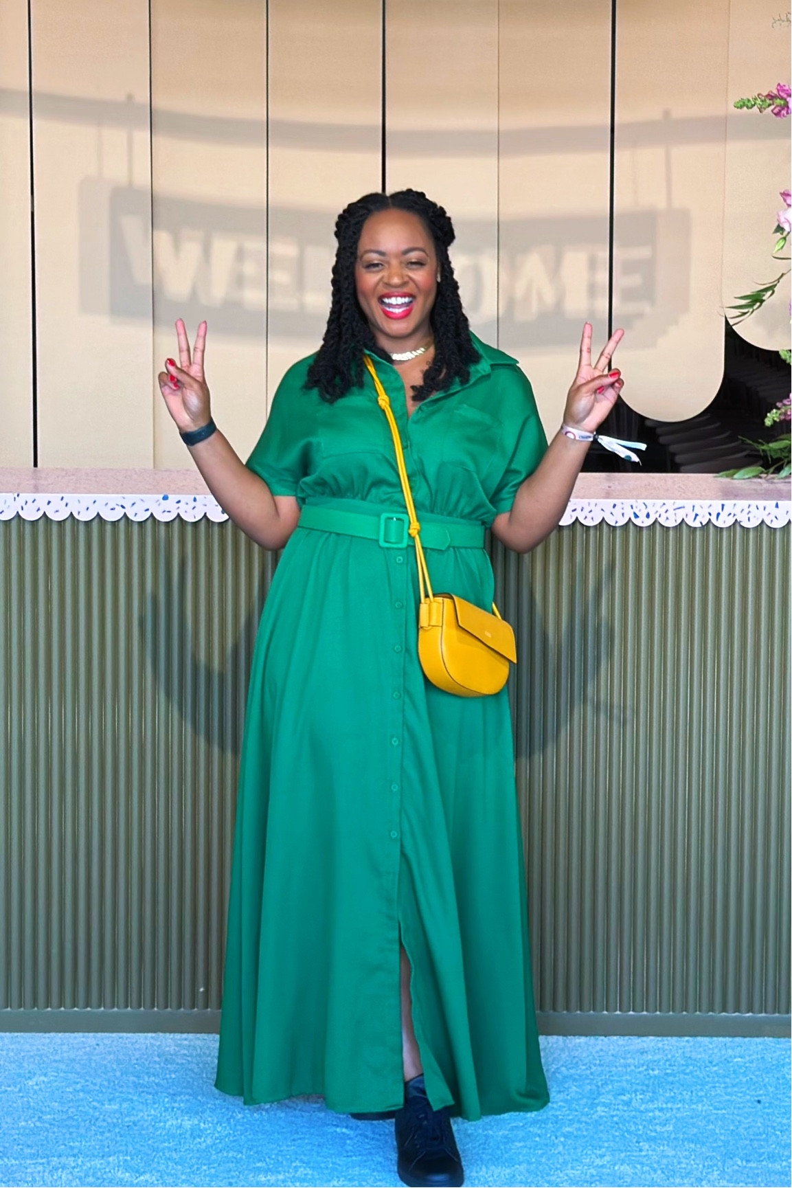 Apple green maxi dress and yellow crossbody handbag.

#LTKunder50 #LTKstyletip #LTKworkwear