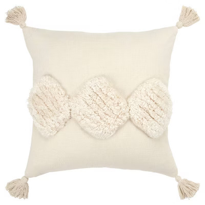 20"x20" Oversize Geometric Poly Filled Pillow Square Throw Pillow Neutral - Rizzy Home | Target