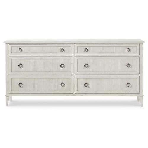 Century Hampton French Country White Wood Ring Pull 6 Drawer Double Dresser | Kathy Kuo Home