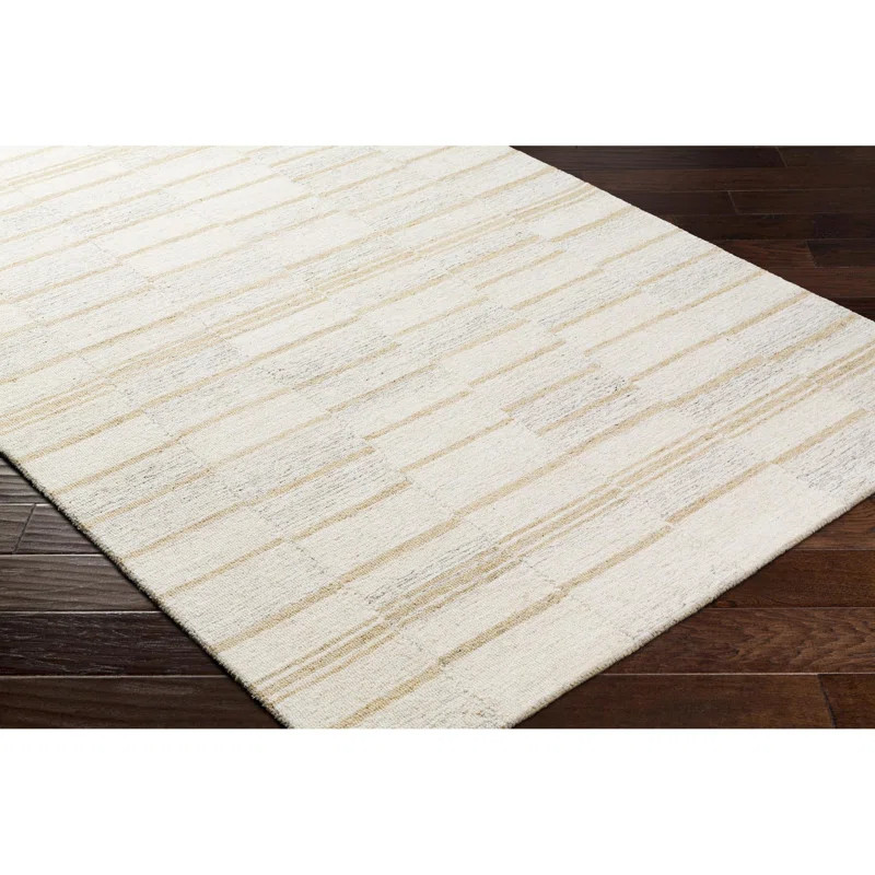Demie Handmade Wool Abstract Rug in White/Biege | Wayfair North America