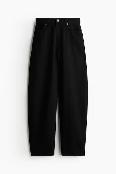 H & M - High Rise Barrel Leg Jeans - Black | H&M (US + CA)