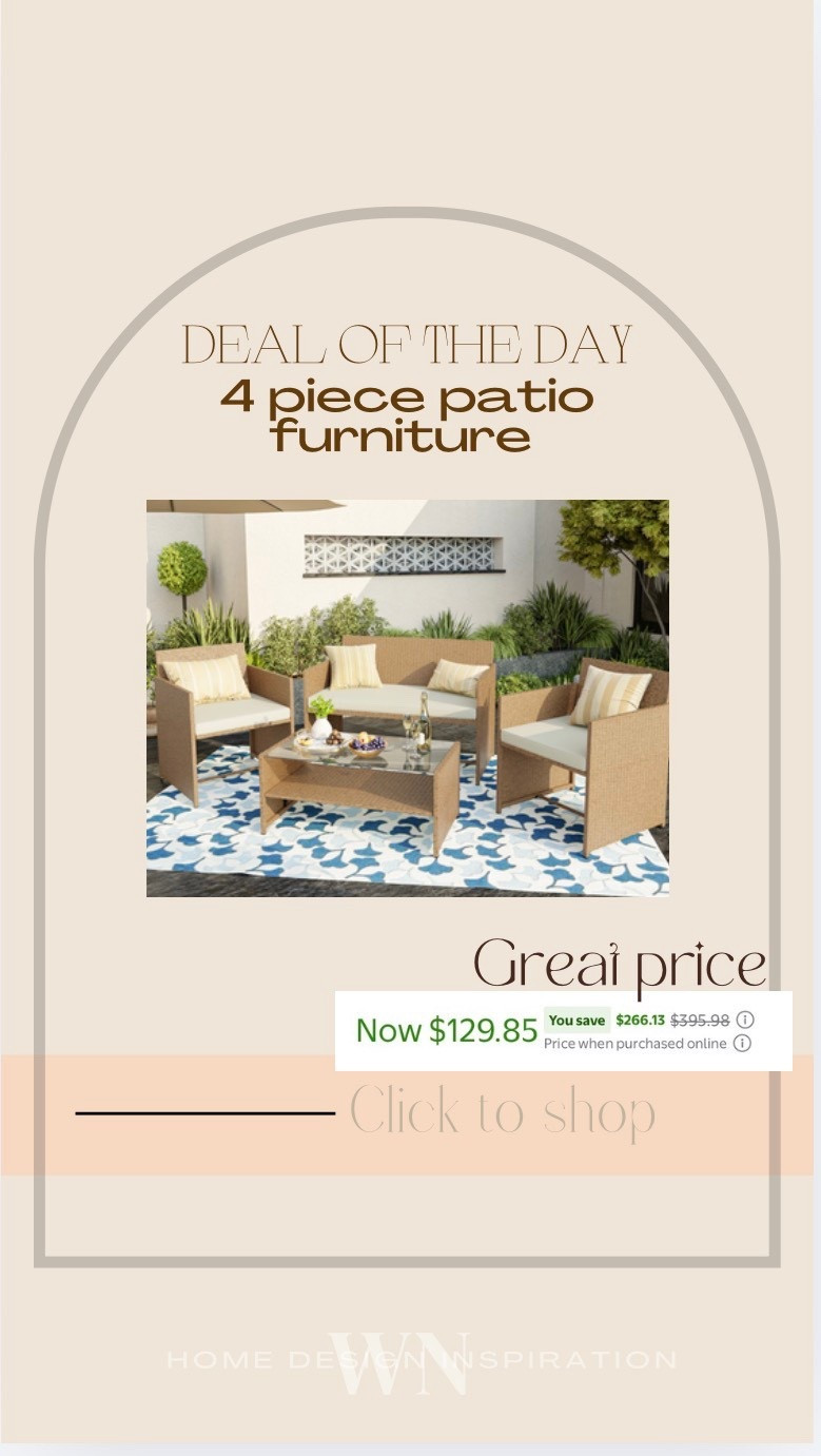 4 piece ratta patio furniture cream from
Walmart 

#LTKHome