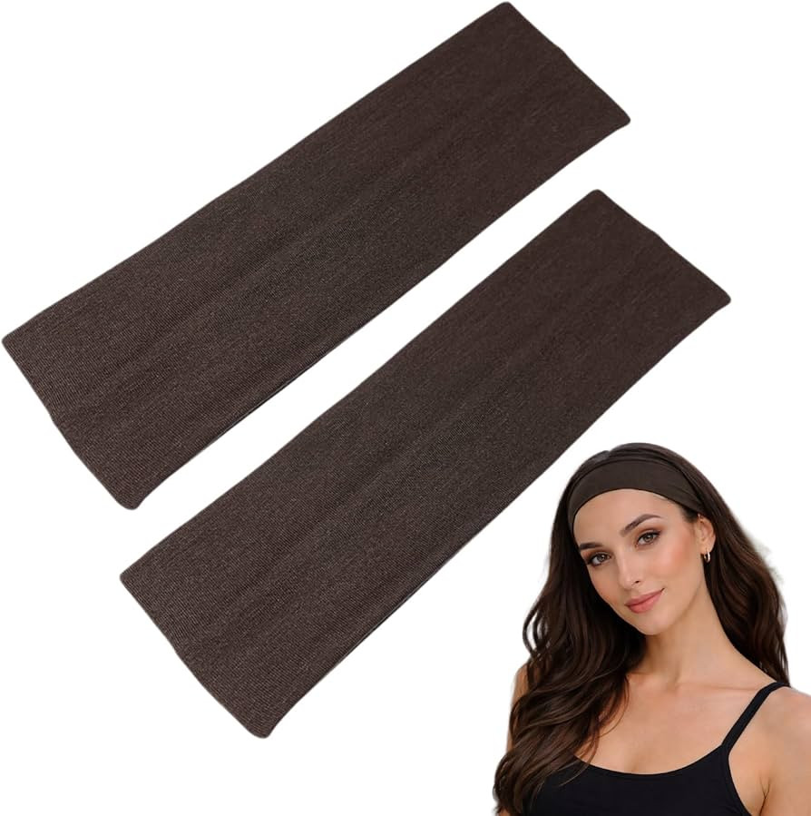 WESTEND CHOICE 7cm Wide Headbands 2 Pack Plain Stretchy Hairband Unisex Kylie Headband Bandeau Gy... | Amazon (UK)