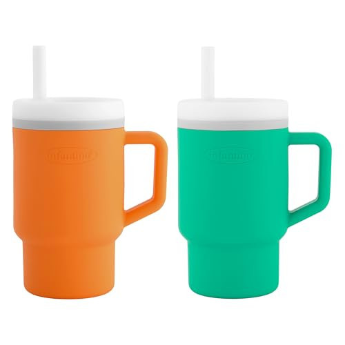 Infantino My 1st Tumbler – Adorable Miniature Tumblers with Leak-Resistant Straw and Toddler-Friendly Handle, Encourages Hydration, Easy to Clean, 9 fl. oz, 2 Pack, Creamsicle & Alpine | Amazon (US)