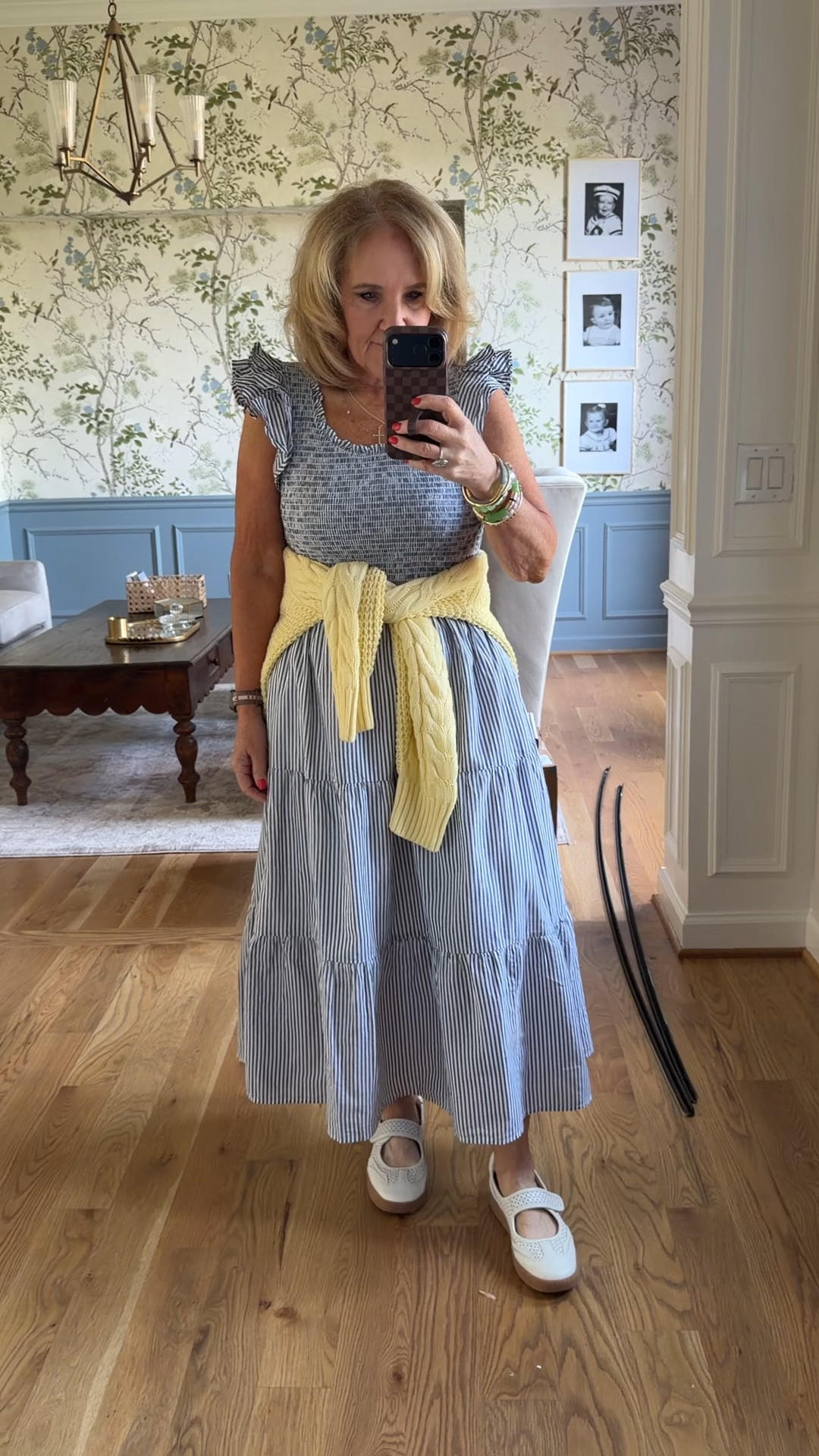 Dress I did size up to a large and glad I did
I’ll link similar sweaters 
Sneakers so comty
20% off my necklaces code TAKE20
20% off my bracelets code NANETTE20
Eric javits bag 10% off with code NANETTE 
CHANGE YOUR SHOES AND ALL OF A SUDDEN YOU ARE A BABY SHOWER OR BRIDAL SHOWER READY


#LTKSeasonal #LTKSaleAlert #LTKOver40