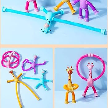 4 Pack Telescopic Suction Cup Giraffe Toy,Sucker pop Tube Giraffe,Suction Cup Toys,Animal pop Tub... | Amazon (US)