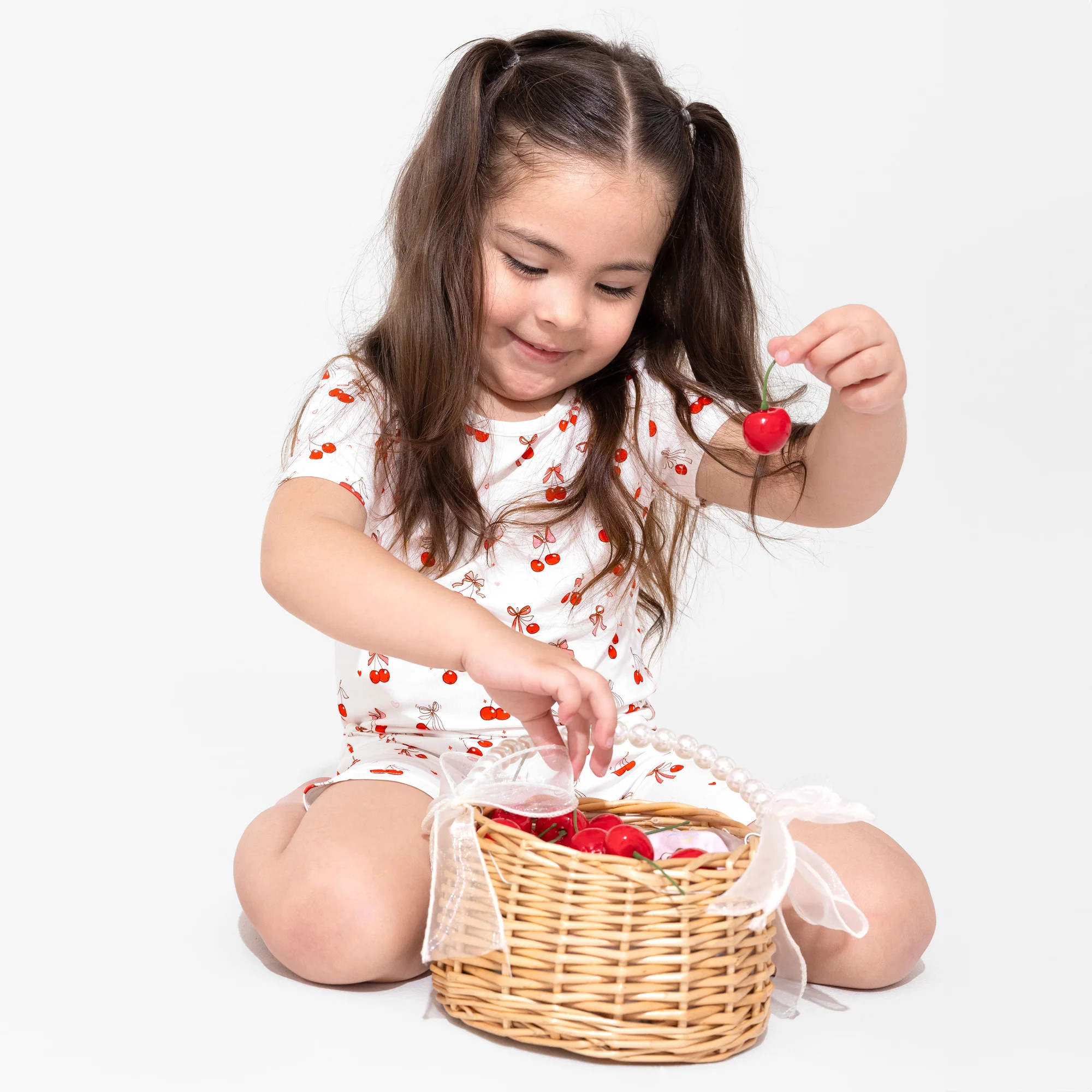 Cherry On Top Bamboo Kids Pajama Short Set | Bellabu Bear