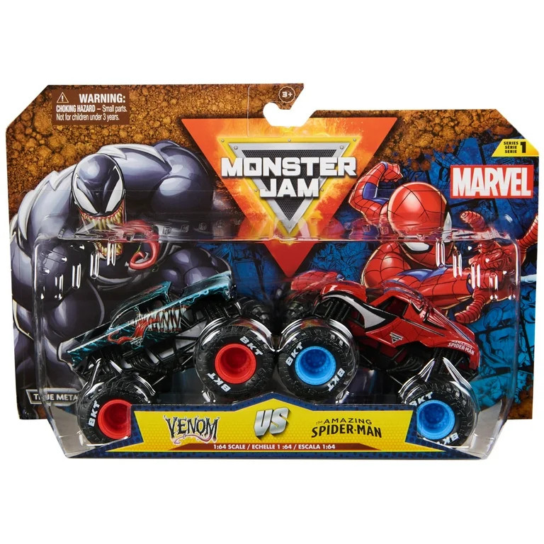 Monster Jam, Marvel Official Venom Vs. The Amazing Spider-Man Die-Cast Monster Trucks, 1:64 Scale... | Walmart (US)