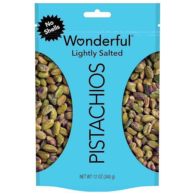 Wonderful Pistachios No Shells, Lightly Salted Nuts, 12 Ounce Resealable Bag, Protein Snacks, Glu... | Amazon (US)