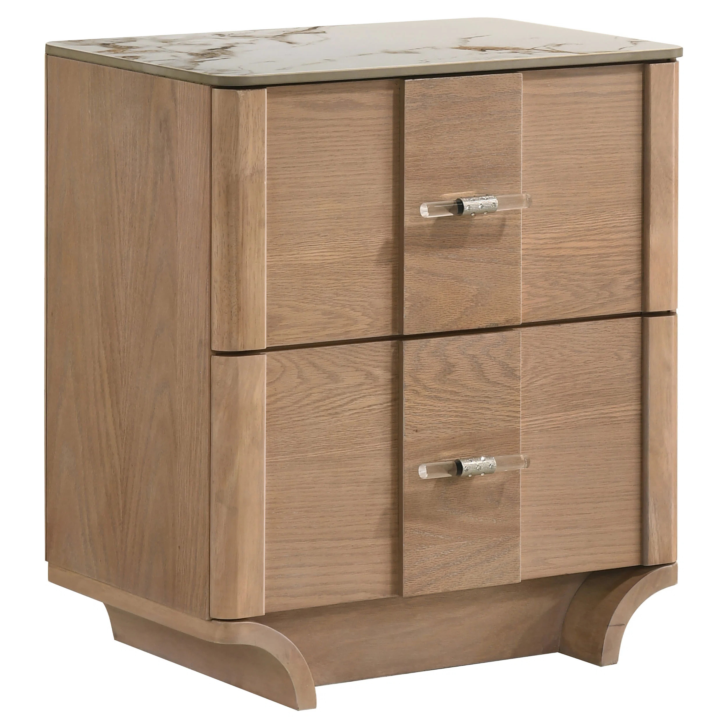 Bittinger 2-Drawer Sinter Stone Top Nightstand Light Oak | Wayfair North America