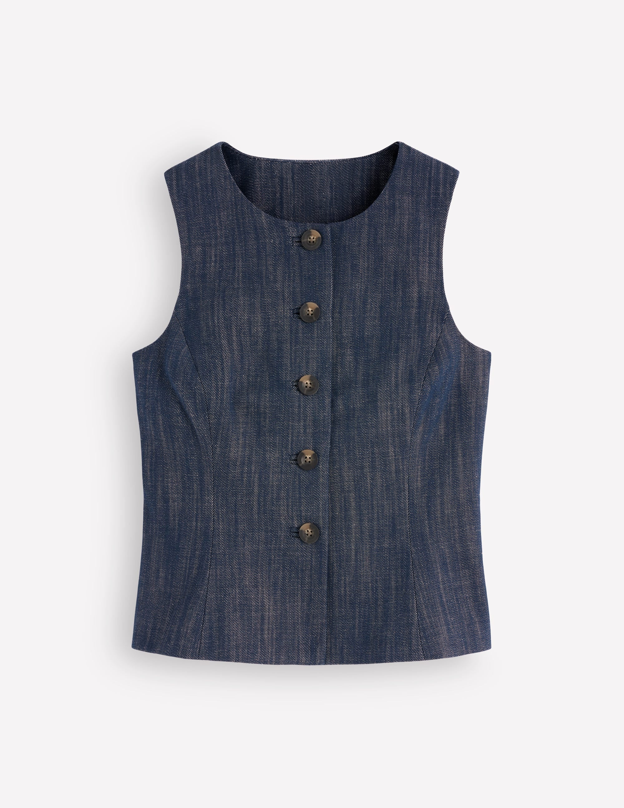 Twill Peplum Waistcoat-Indigo | Boden UK