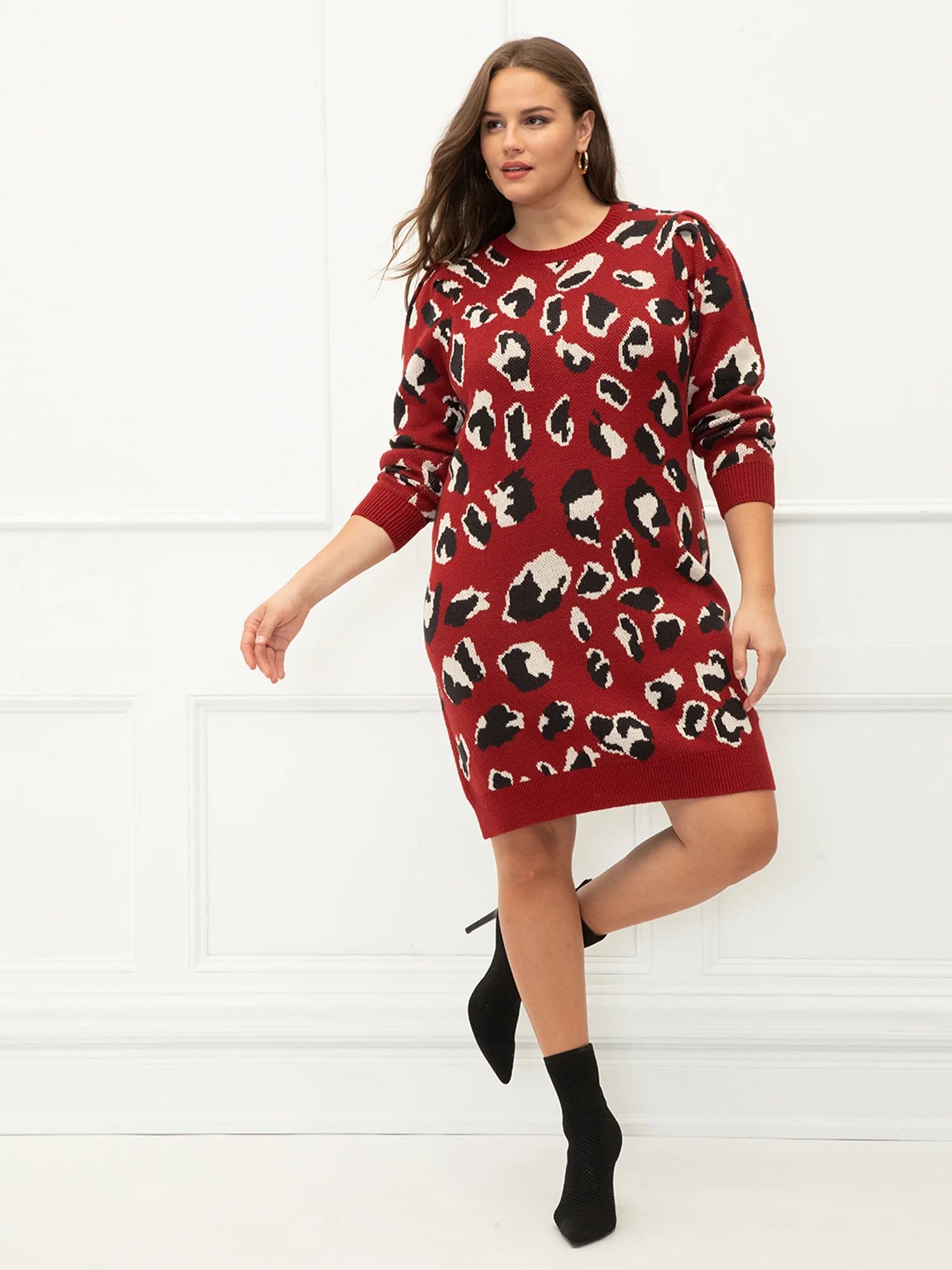 ELOQUII Elements Plus Size Cheetah Print Sweater Dress | Walmart (US)
