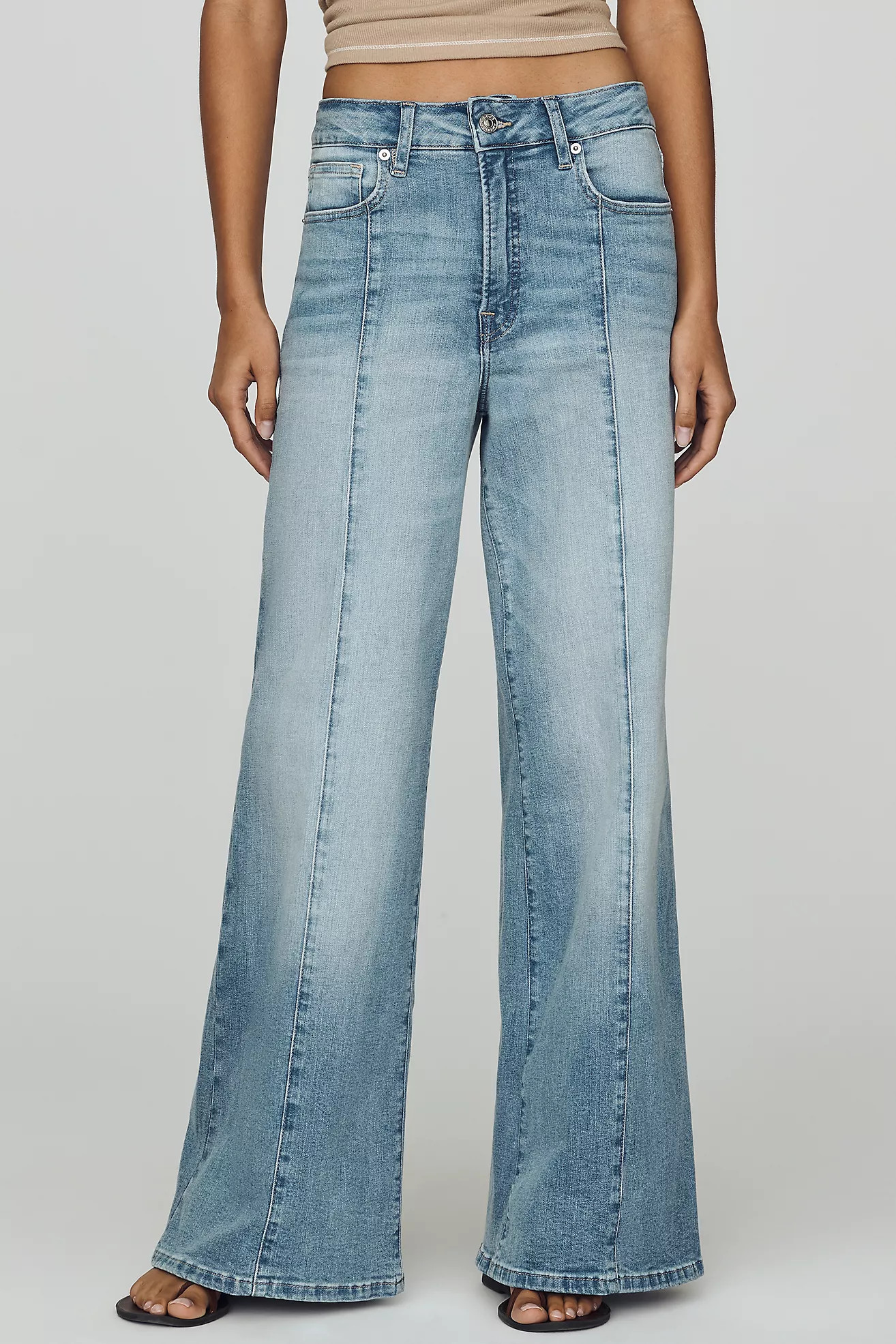 Good American Good Waist Palazzo High-Rise Ankle Jeans | Anthropologie (US)