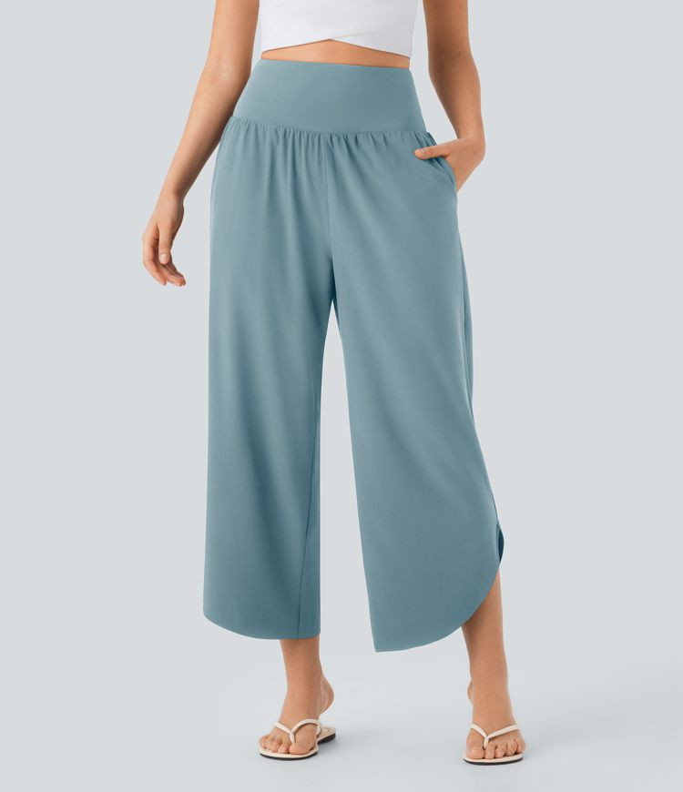 Women’s Breezeful™ High Waisted Tummy Control Split Hem Quick Dry Resort Pants with Pockets -... | HALARA