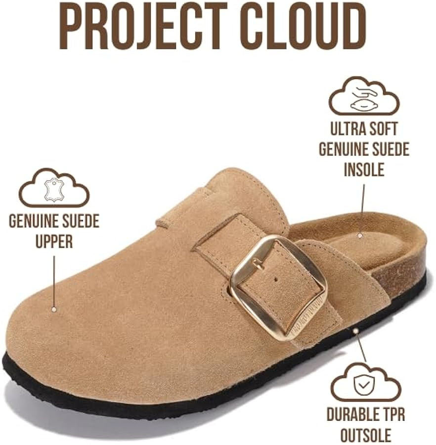Project Cloud 100% Genuine Leather Clogs for Women Shoes - Memory Foam Insole, Non-Slip & Natural... | Amazon (US)