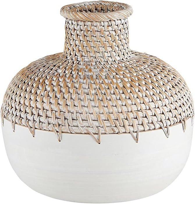 47th & Main Woven Seagrass and Bamboo Vase for Home Décor, Small, White/Natural | Amazon (US)